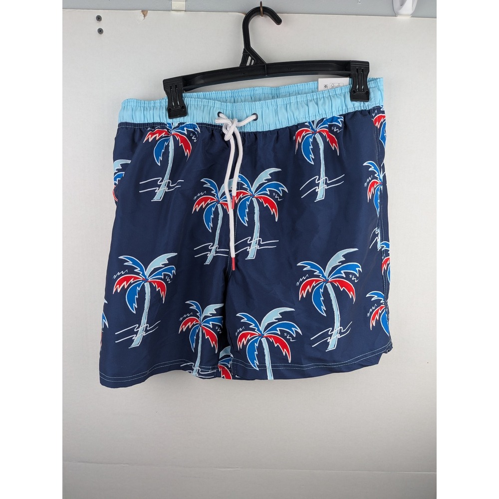 Way to Celebrate Mens Patriotic Palm Tree Swim Trunks Navy Blue Medium 32-34 - Picture 2 of 6